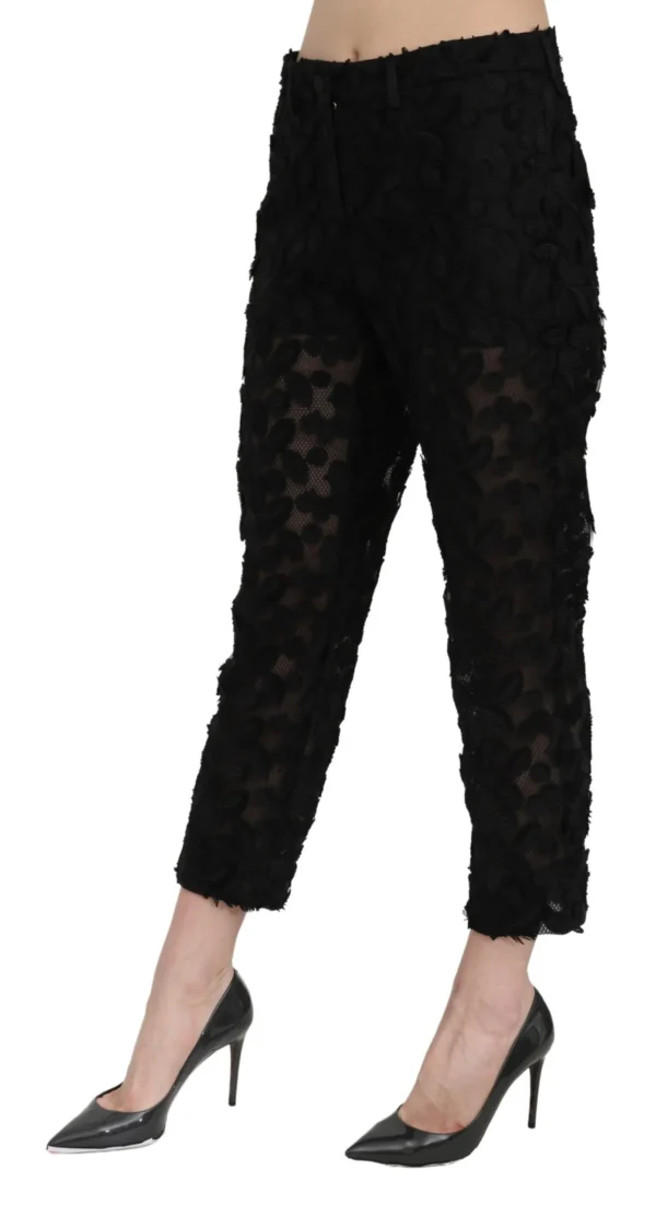 Dolce & Gabbana Women's Elegant Straight Cropped Lace Trousers