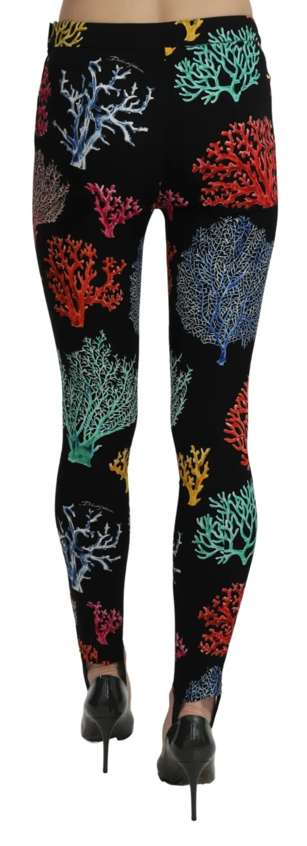 Dolce & Gabbana Women's Elegant High Waist Slim Leggings Coral Print