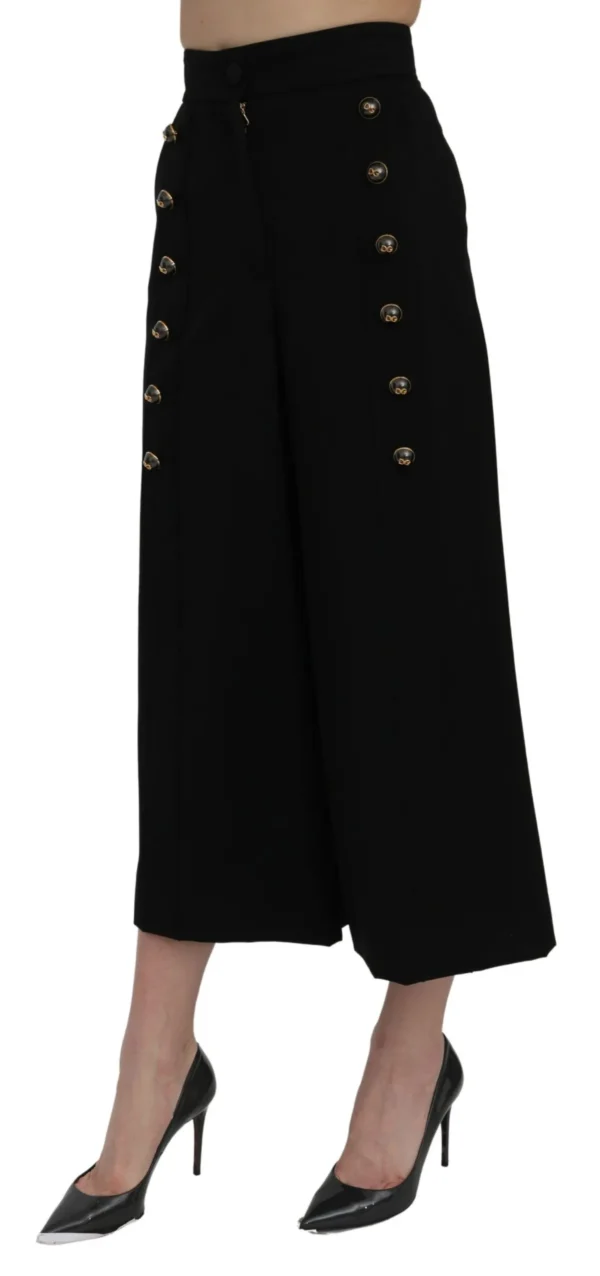Dolce & Gabbana Women's Elegant High Waist Wide Leg Wool Pants