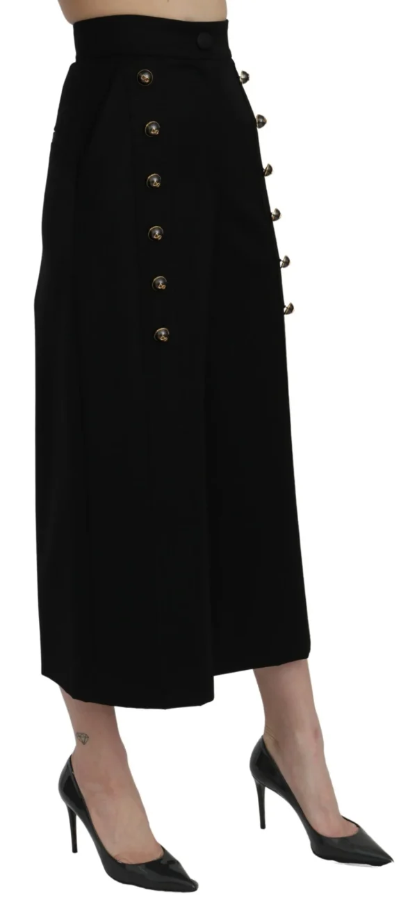 Dolce & Gabbana Women's Elegant High Waist Wide Leg Wool Pants