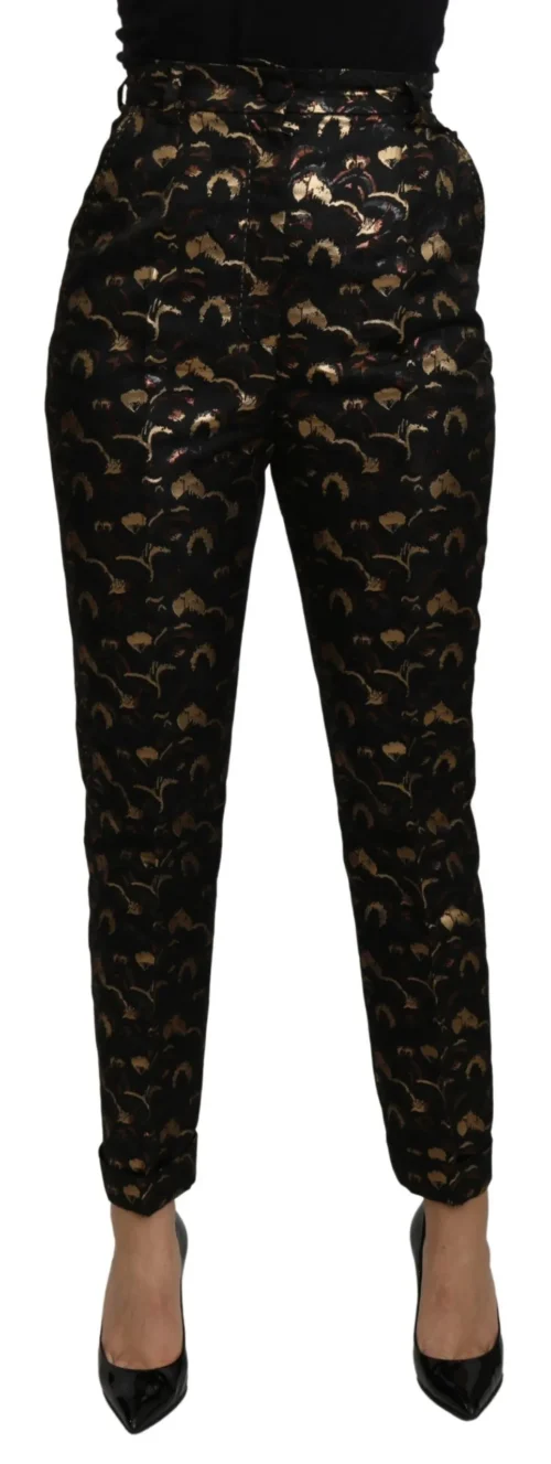 Dolce & Gabbana Women's Elegant High Waist Tapered Brocade Pants