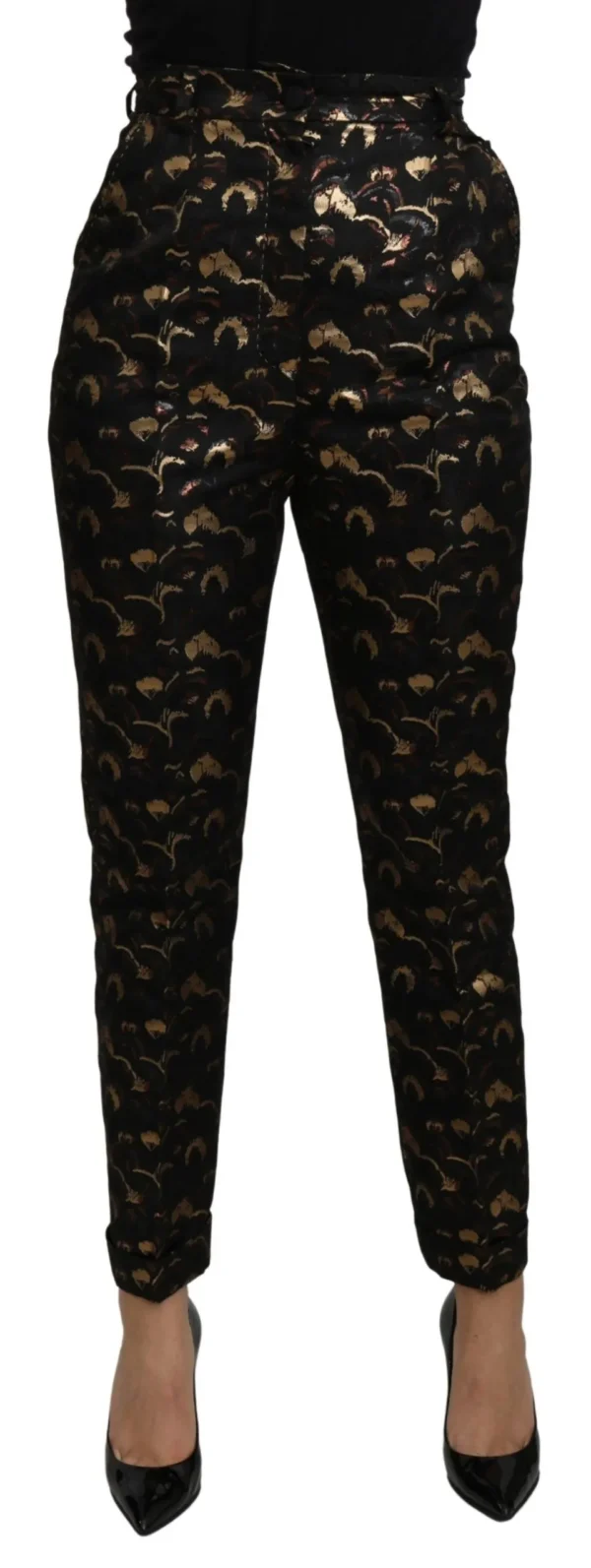 Dolce & Gabbana Women's Elegant High Waist Tapered Brocade Pants