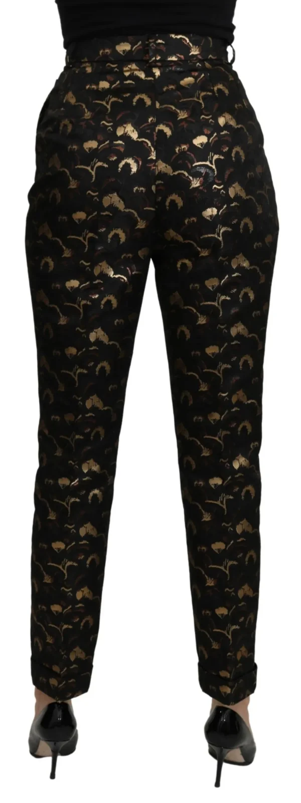 Dolce & Gabbana Women's Elegant High Waist Tapered Brocade Pants