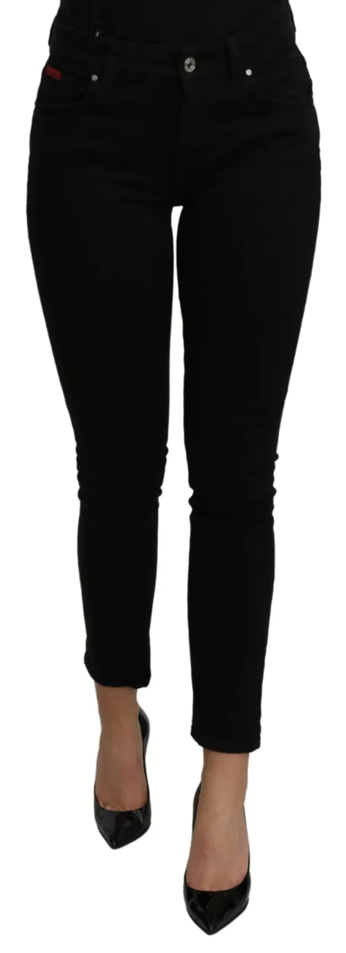 Dolce & Gabbana Women's Elegant Black Mid Waist Slim Denim Jeans