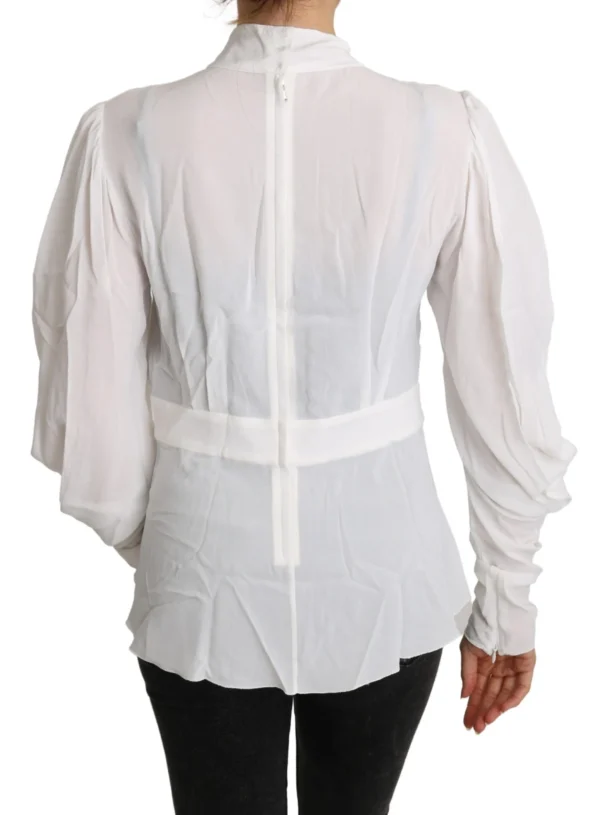 Dolce & Gabbana Women's Elegant White Scarf Neck Blouse