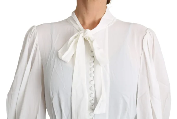 Dolce & Gabbana Women's Elegant White Scarf Neck Blouse