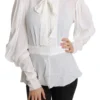 Dolce & Gabbana Women's Elegant White Scarf Neck Blouse