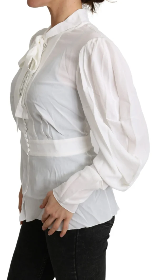 Dolce & Gabbana Women's Elegant White Scarf Neck Blouse