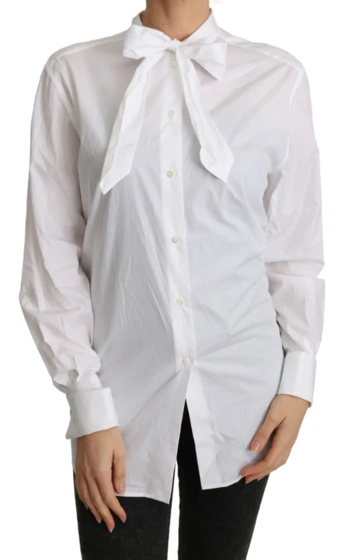 Dolce & Gabbana Women's Elegant Scarf Neck Cotton Blouse