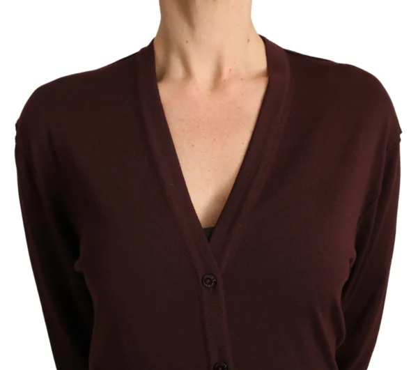 Dolce & Gabbana Women's Elegant Maroon Virgin Wool Cardigan
