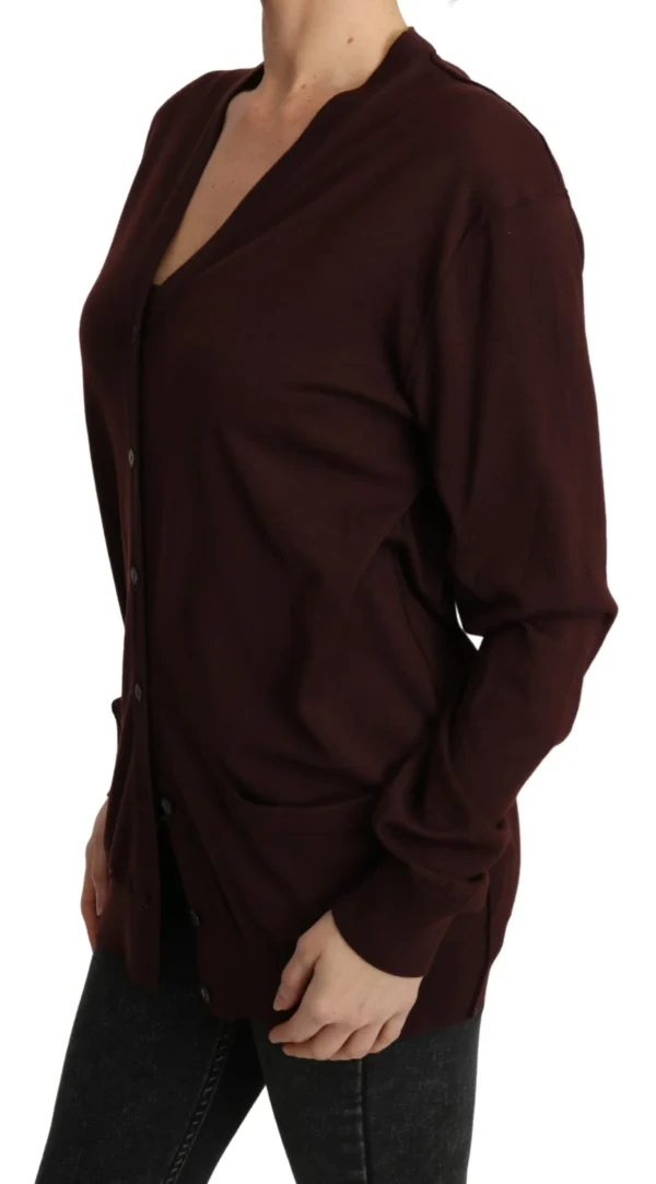 Dolce & Gabbana Women's Elegant Maroon Virgin Wool Cardigan