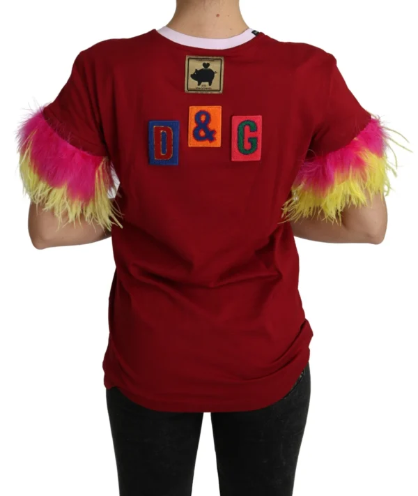 Dolce & Gabbana Women's Chic Red Pig Print Crew Neck T-Shirt