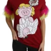 Dolce & Gabbana Women's Chic Red Pig Print Crew Neck T-Shirt