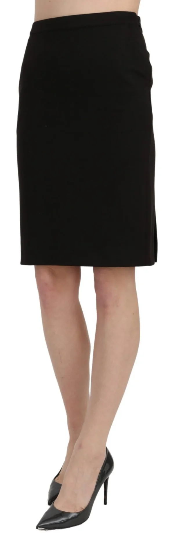 GF Ferre Women's Chic High Waist Black Linen Skirt