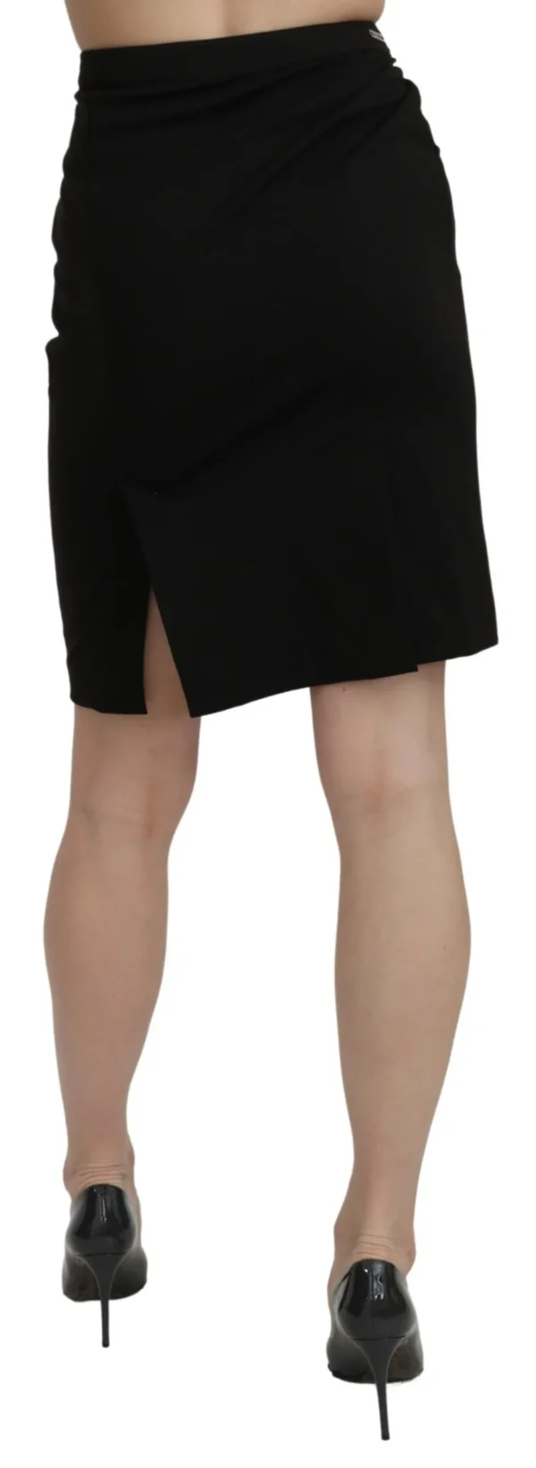 GF Ferre Women's Chic High Waist Black Linen Skirt