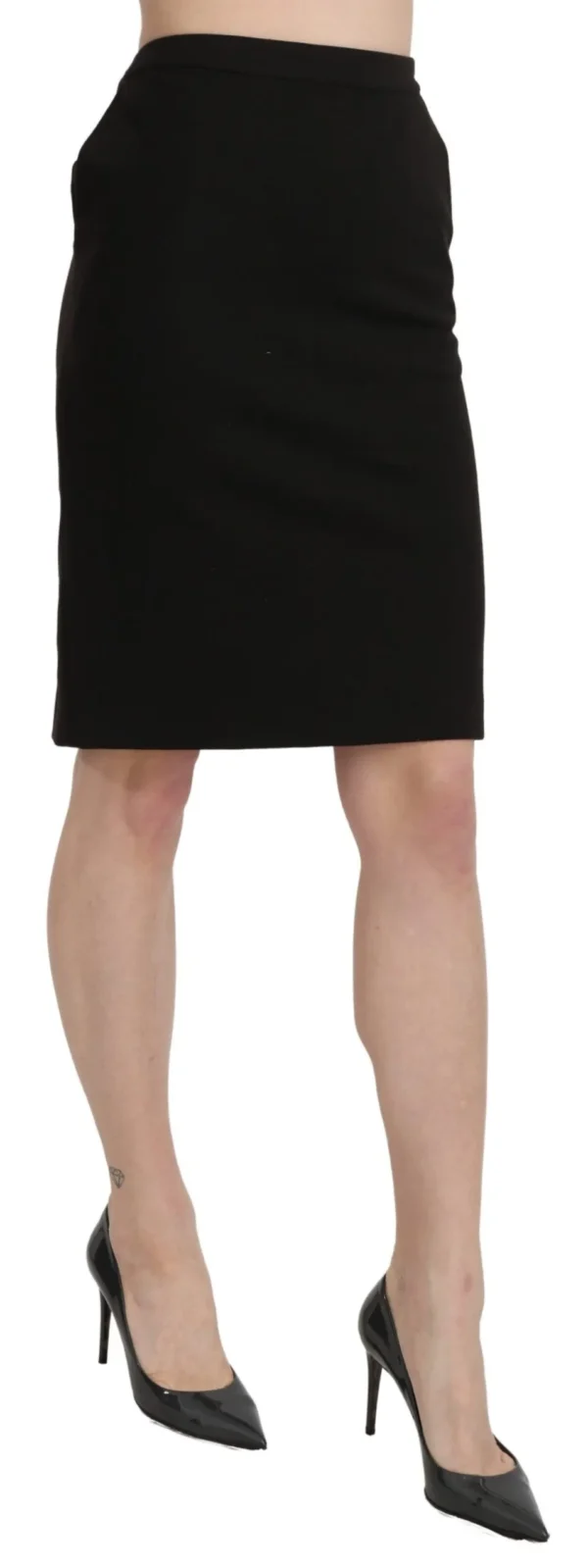 GF Ferre Women's Chic High Waist Black Linen Skirt