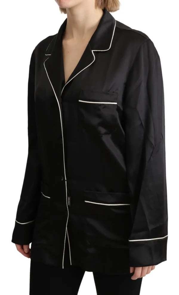 Dolce & Gabbana Women's Elegant Silk Black Button-Up Blouse