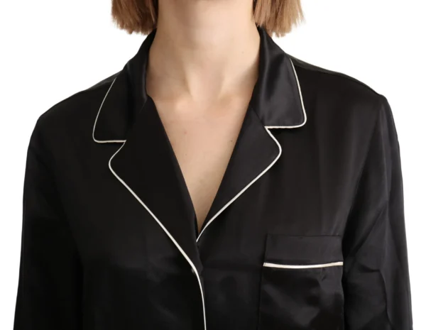 Dolce & Gabbana Women's Elegant Silk Black Button-Up Blouse