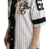 Dolce & Gabbana Women's Elegant Striped V-Neck Charm Blouse