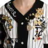Dolce & Gabbana Women's Elegant Striped V-Neck Charm Blouse