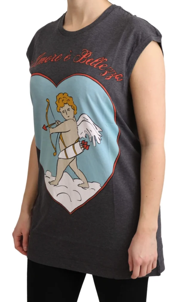 Dolce & Gabbana Women's Elegant Gray Cotton Cap Sleeve Tee