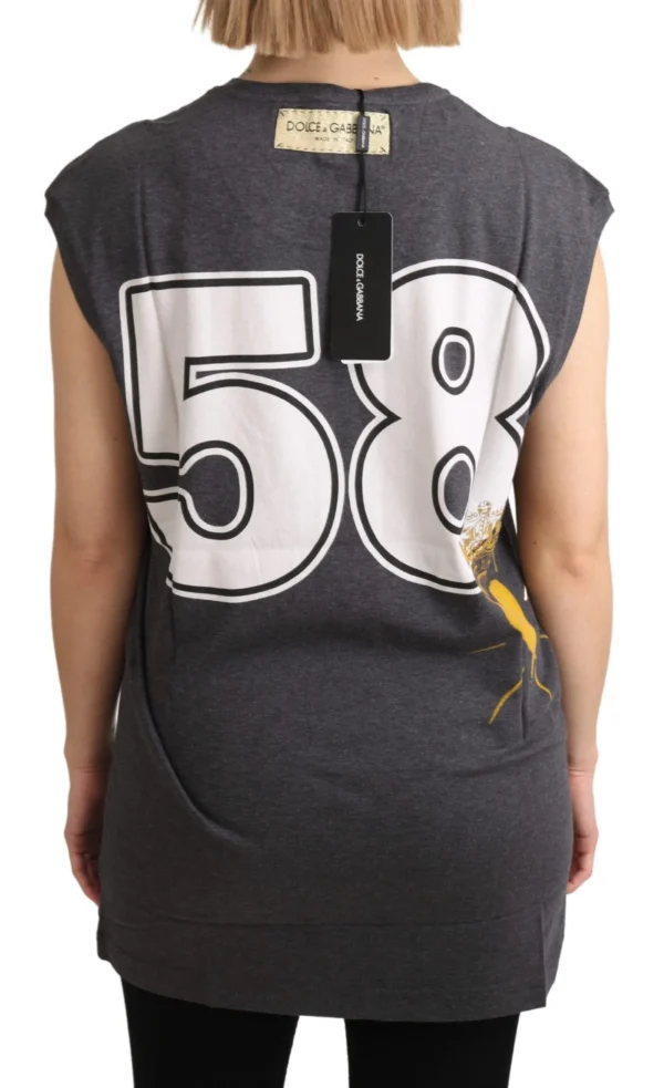 Dolce & Gabbana Women's Elegant Gray Cotton Cap Sleeve Tee