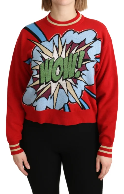 Dolce & Gabbana Women's Radiant Red Cartoon Motive Cashmere Sweater