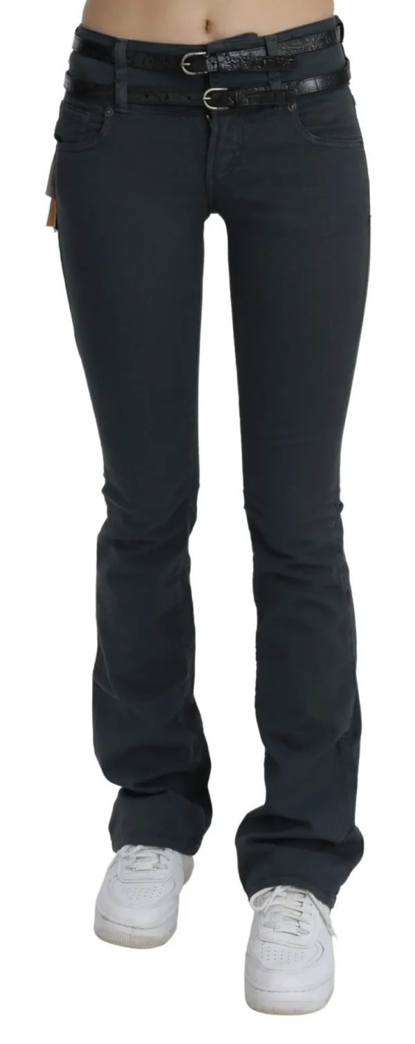 John Galliano Women's Chic Mid Waist Slim Flared Denim