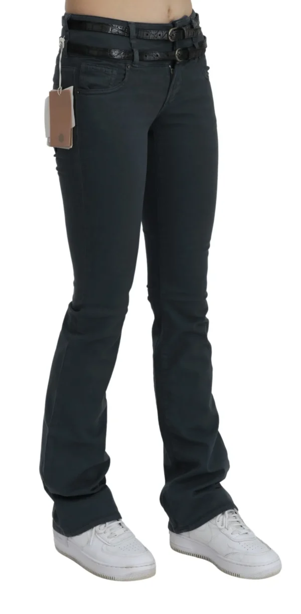 John Galliano Women's Chic Mid Waist Slim Flared Denim