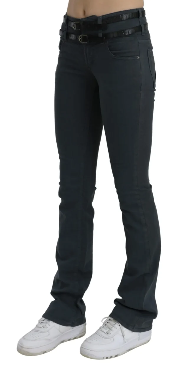 John Galliano Women's Chic Mid Waist Slim Flared Denim