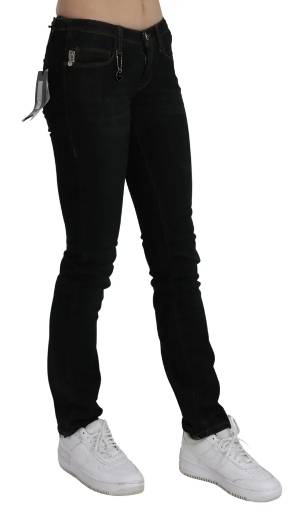 Costume National Women's Chic Black Mid Waist Slim Fit Denim Jeans
