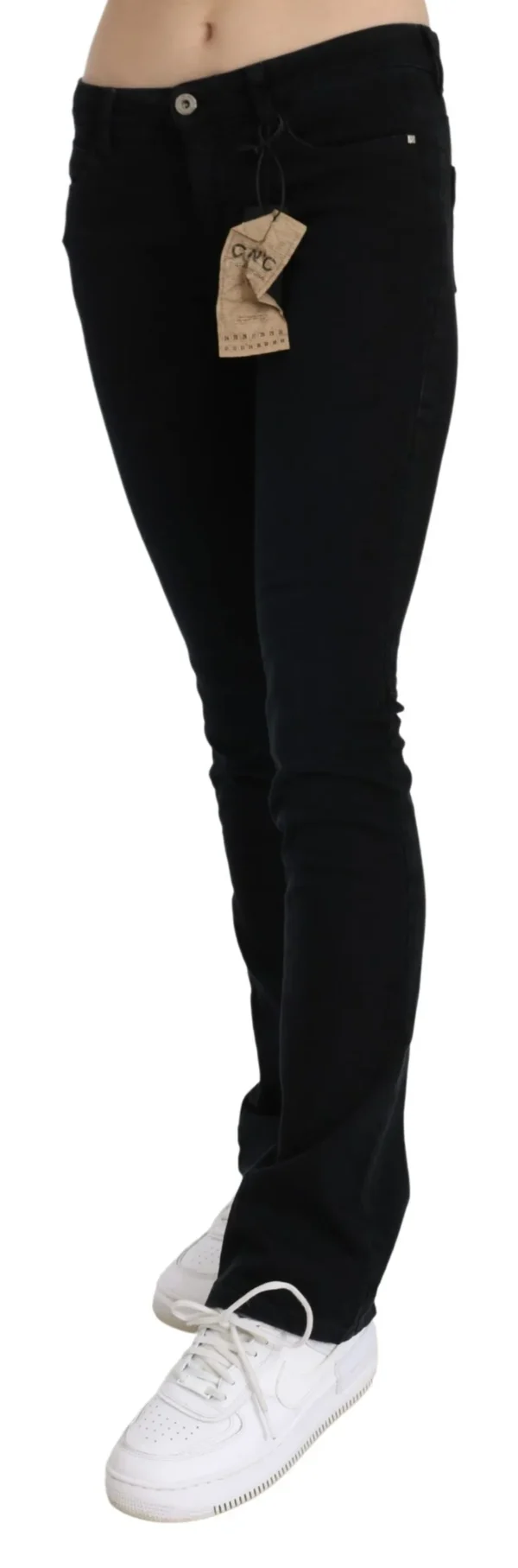 Costume National Women's Chic Black Slim Fit Low Waist Denim