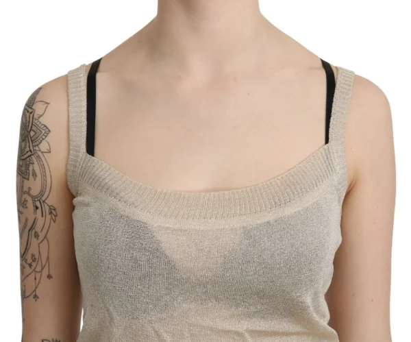 BYBLOS Women's Elegant Beige Sleeveless Spaghetti Strap Tank
