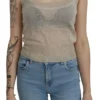 BYBLOS Women's Elegant Beige Sleeveless Spaghetti Strap Tank