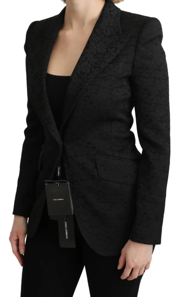 Dolce & Gabbana Women's Elegant Black Brocade Single Breasted Blazer