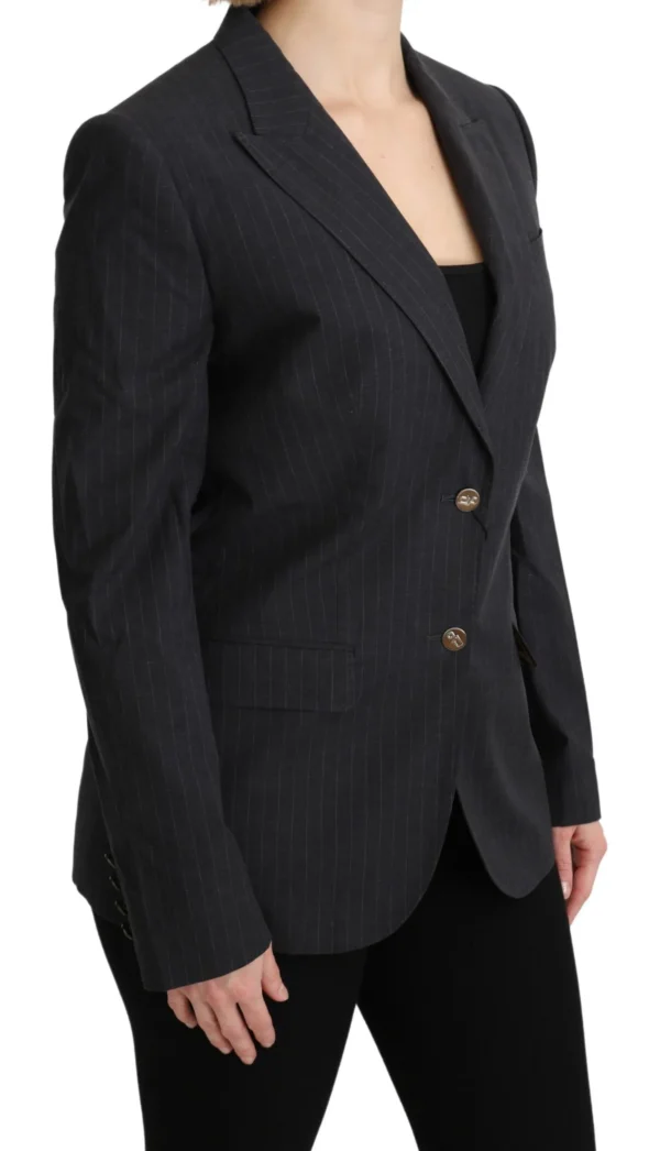 Dolce & Gabbana Women's Elegant Gray Striped Cotton Blazer