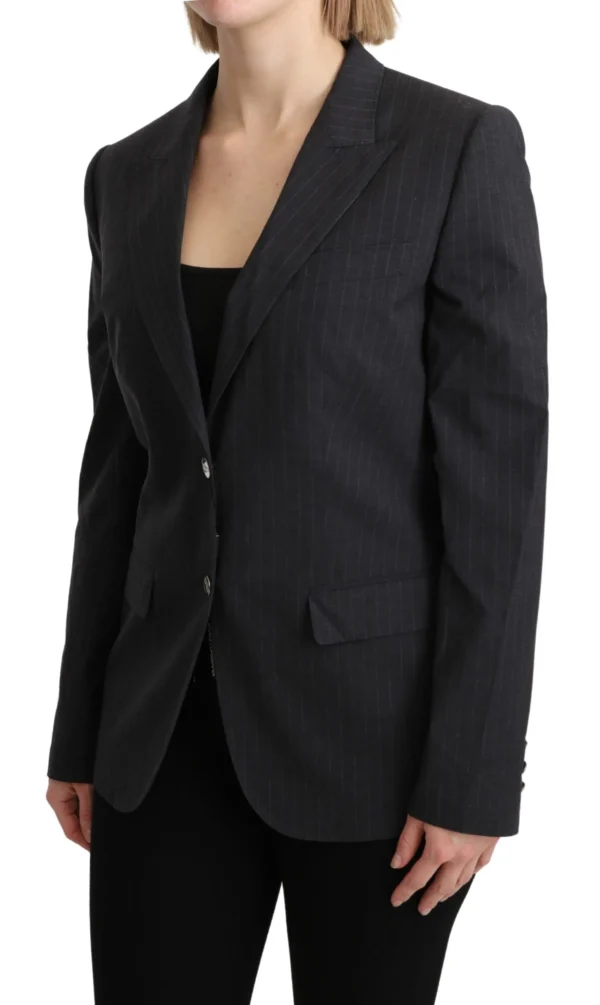 Dolce & Gabbana Women's Elegant Gray Striped Cotton Blazer