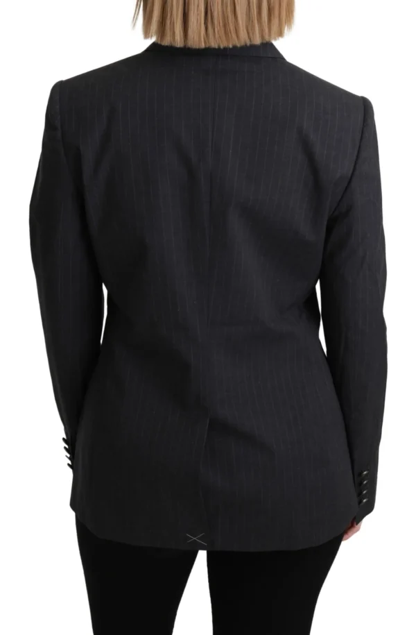 Dolce & Gabbana Women's Elegant Gray Striped Cotton Blazer
