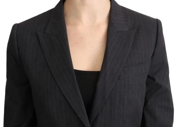 Dolce & Gabbana Women's Elegant Gray Striped Cotton Blazer