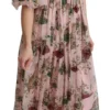 Dolce & Gabbana Women's Elegant Pink Bengal Cat Print A-Line Maxi Dress