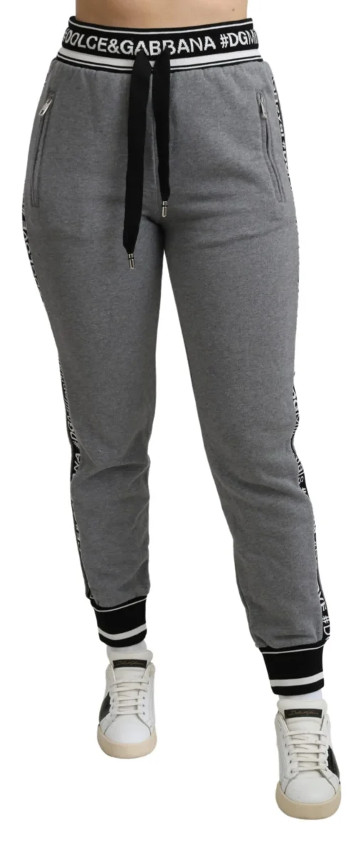 Dolce & Gabbana Women's Elegant Mid Waist Jogging Pants in Gray