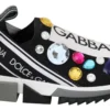 Dolce & Gabbana Women's Black Crystal-Embellished Low Top Sneakers