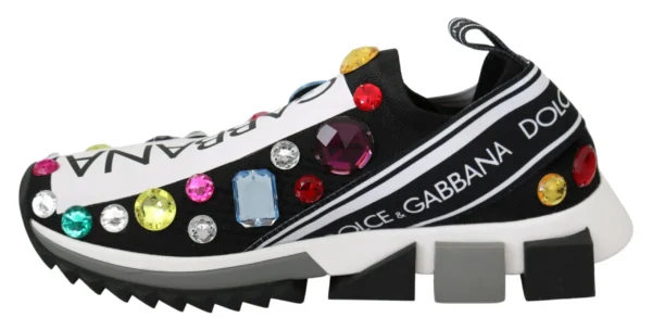 Dolce & Gabbana Women's Black Crystal-Embellished Low Top Sneakers
