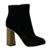Dolce & Gabbana Women's Elegant Velvet Ankle Boots with Crystal Heels