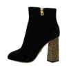 Dolce & Gabbana Women's Elegant Velvet Ankle Boots with Crystal Heels