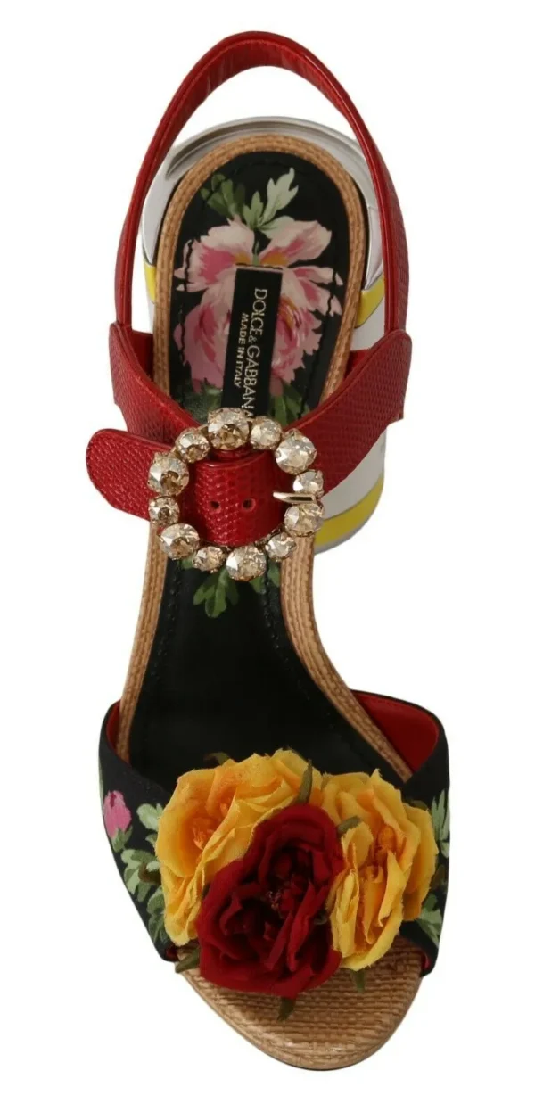 Dolce & Gabbana Women's Multicolor Floral Crystal Embellished Sandals