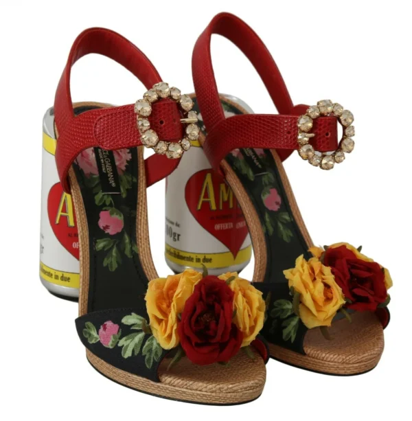 Dolce & Gabbana Women's Multicolor Floral Crystal Embellished Sandals
