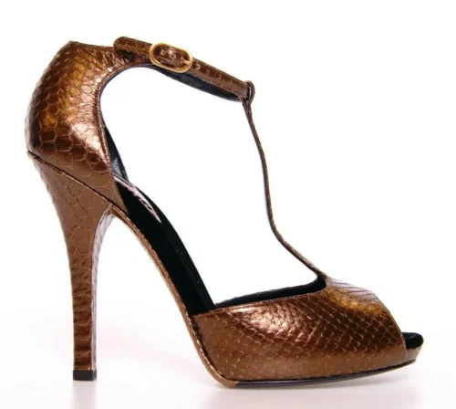 Dolce & Gabbana Women's Elegant Bronze Ankle Strap Heels