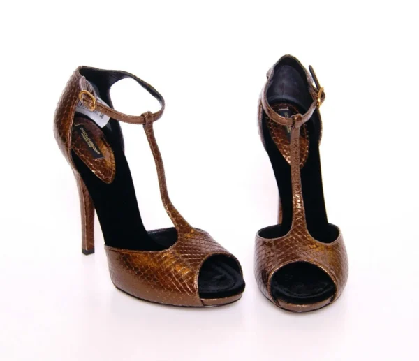 Dolce & Gabbana Women's Elegant Bronze Ankle Strap Heels
