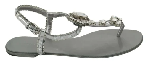 Dolce & Gabbana Women's Elegant Silver Flats with Crystal Embellishments